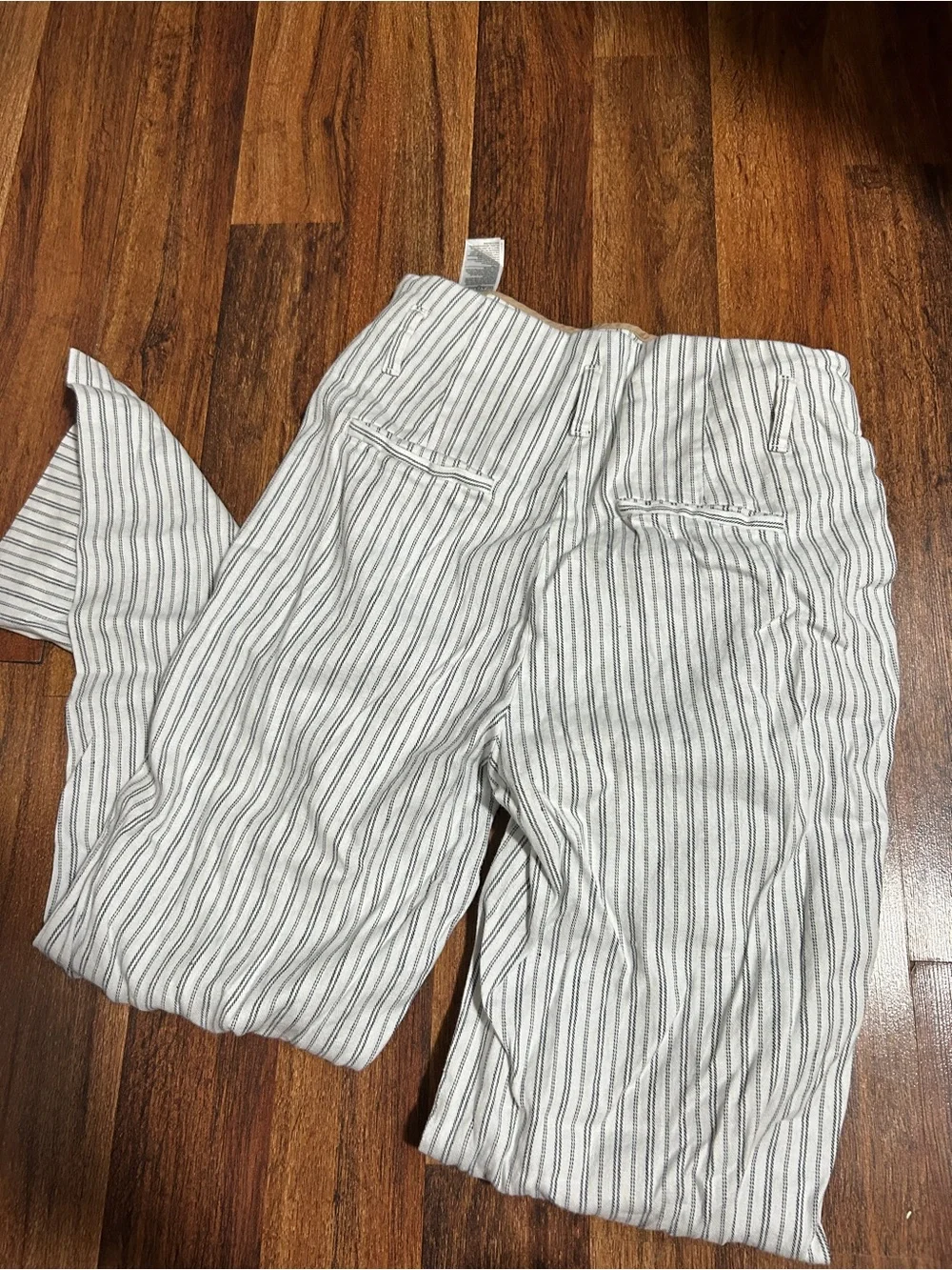 Banana Republic White Linen-Blend striped Dress Pants